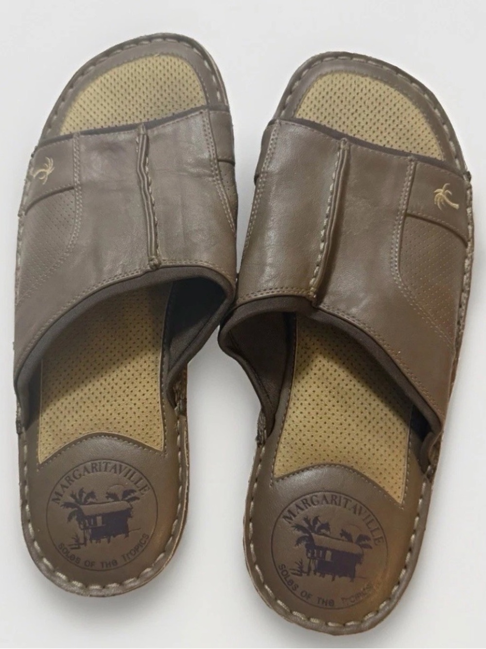 Margaritaville Faux Leather Men’s Slides Size 11 Beachwear Polyurethane